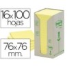 Bloc de notas adhesivas quita y pon reciclada en torre post-it 76 x 76 mm 16 blocs 654 reciclado