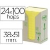 Bloc de notas adhesivas quita y pon reciclada en torre post-it 38 x 51 mm 24 blocs 653 reciclado