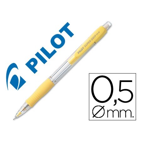 Portaminas pilot super grip amarillo 0,5 mm sujecion de caucho