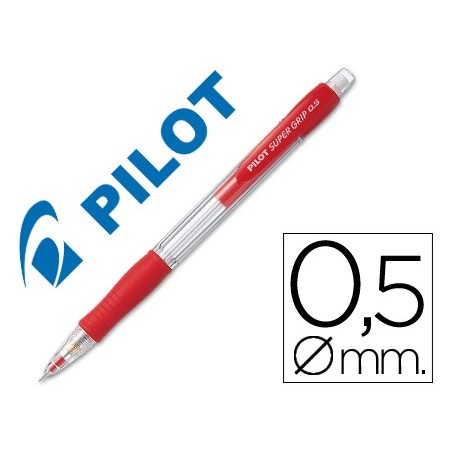 Portaminas pilot super grip rojo 0,5 mm sujecion de caucho