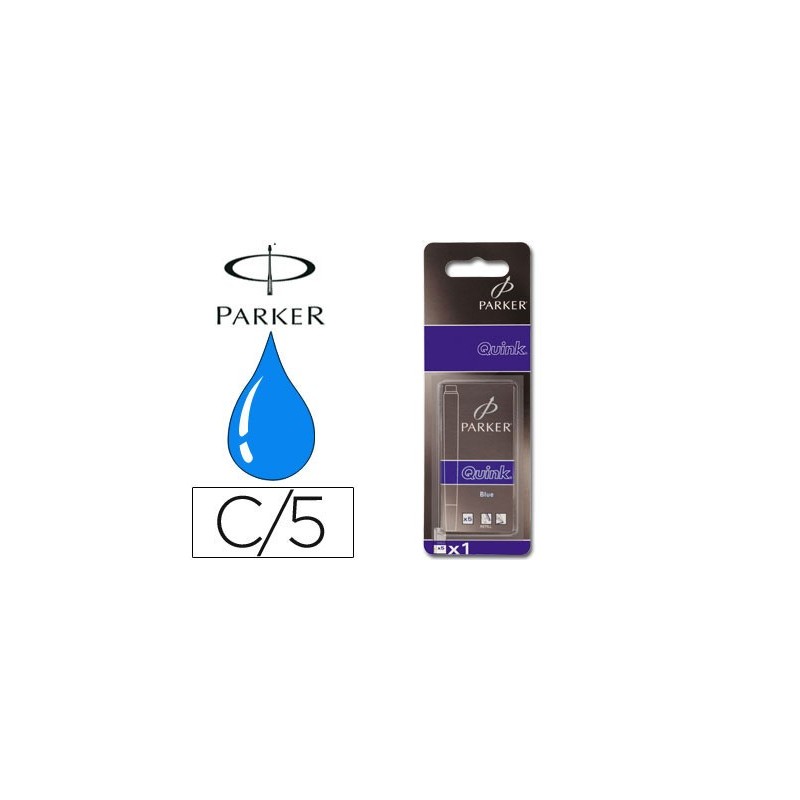 Tinta estilografica parker azul real caja de 5 cartuchos