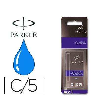 Tinta estilografica parker azul real caja de 5 cartuchos