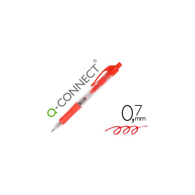 Boligrafo q-connect retractil con sujecion de caucho tinta aceite 0,7 mm color rojo