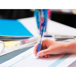 Boligrafo q-connect retractil con sujecion de caucho tinta aceite 0,7 mm color azul