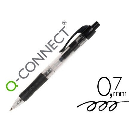 Boligrafo q-connect retractil con sujecion de caucho tinta aceite 0,7 mm color negro