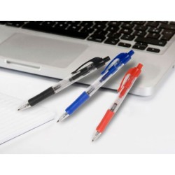 Boligrafo q-connect retractil con sujecion de caucho tinta aceite 0,7 mm color azul