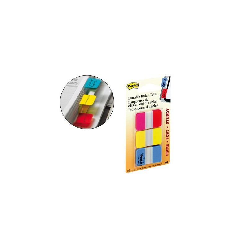 Banderitas separadoras rigidas dispensador 3 colores post-it index 686-ryb medianos22 banderitas por color