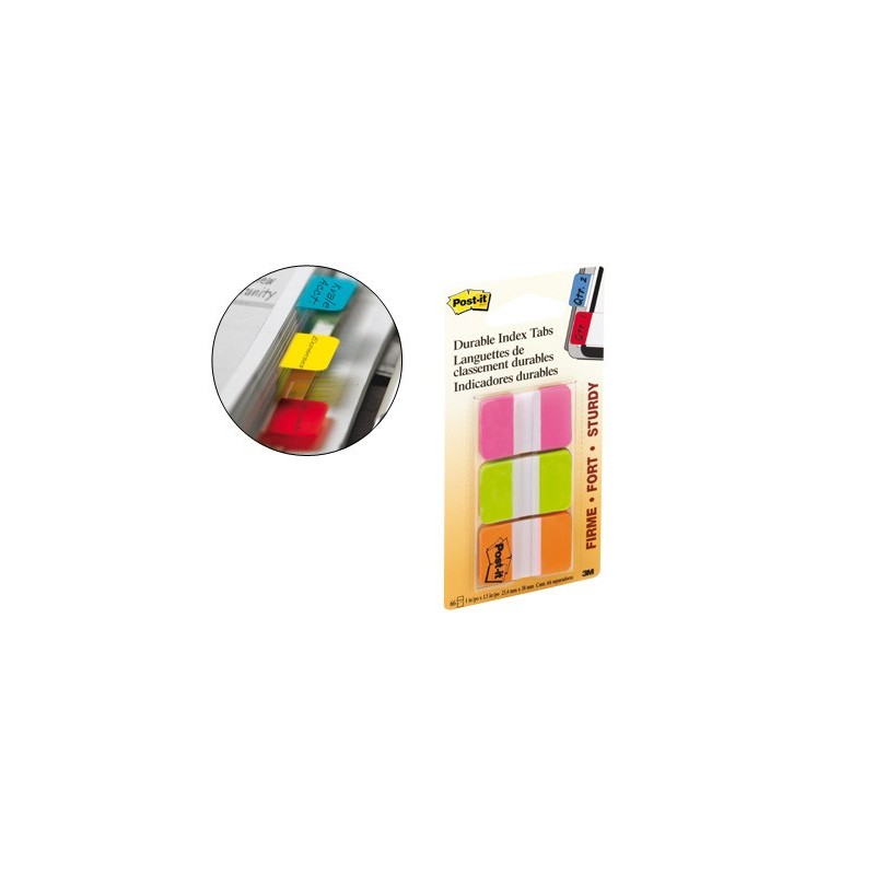 Banderitas separadoras rigidas dispensador 3 colores post-it index 686-pgo medianos22 banderitas por color