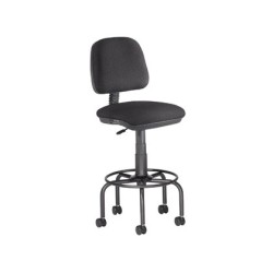 Taburete con respaldo rocada para mesa de dibujo negro regulable en altura hasta 725 mm tela ignifuga