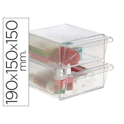 Archicubo archivo 2000 2 cajones organizador modular plastico 190x150x150 mm incluye 2 clips de sujecion