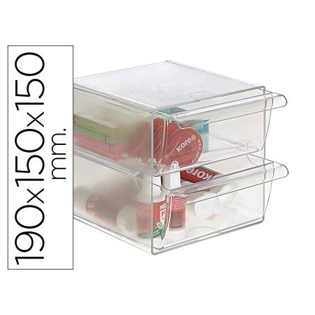 Archicubo archivo 2000 2 cajones organizador modular plastico 190x150x150 mm incluye 2 clips de sujecion