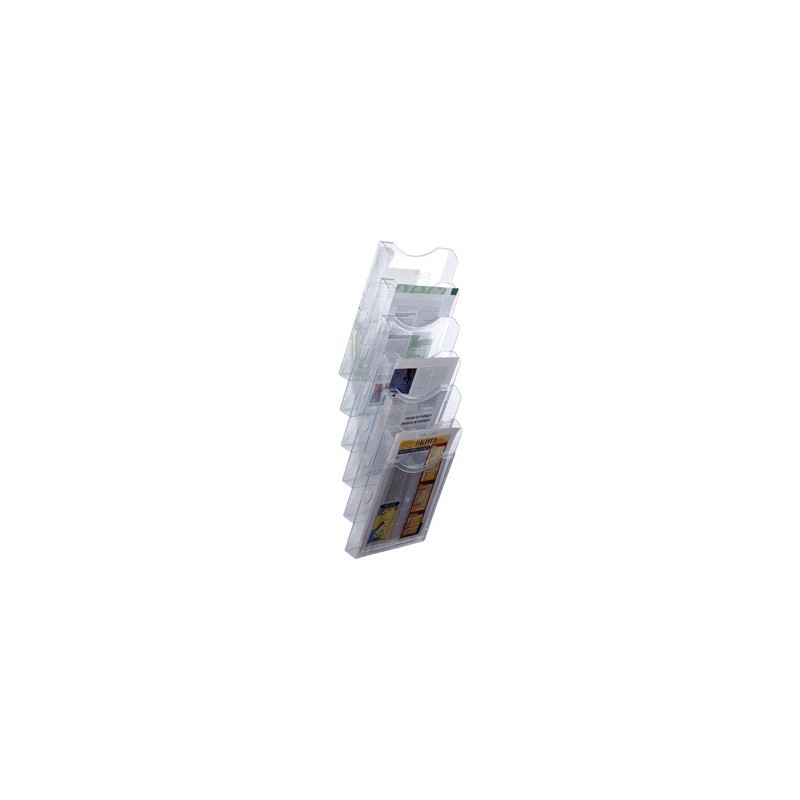 Expositor mural archivo 2000 de pared 6 bandejas din a4 transparente 155x239x665 mm separadores moviles ajustables