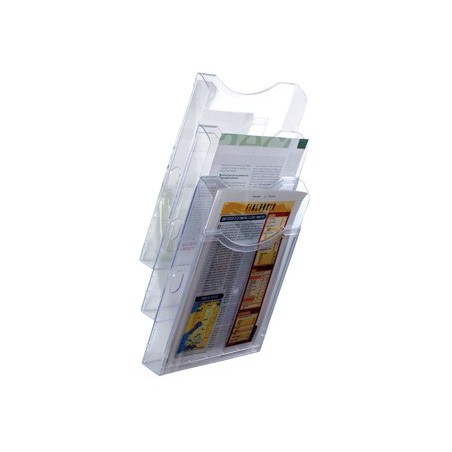 Expositor mural archivo 2000 de pared 3 bandejas din a4 transparente 155x239x445 mm separadores moviles ajustables