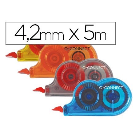 Corrector q-connect cinta mini blanco 4,2 mm x 5 mt bombonera de 28 unidades