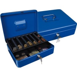 Caja caudales q-connect 12\ 300x240x90 mm azul con portamonedas