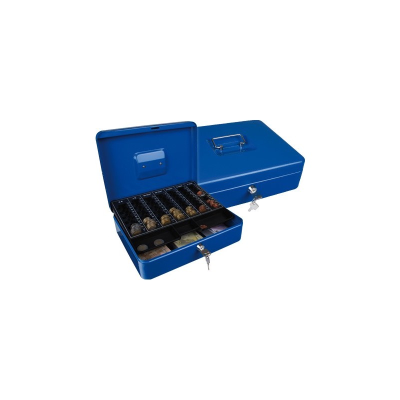 Caja caudales q-connect 12\ 300x240x90 mm azul con portamonedas