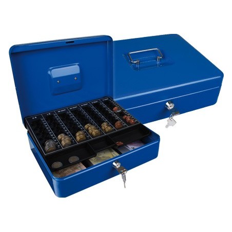 Caja caudales q-connect 12\ 300x240x90 mm azul con portamonedas