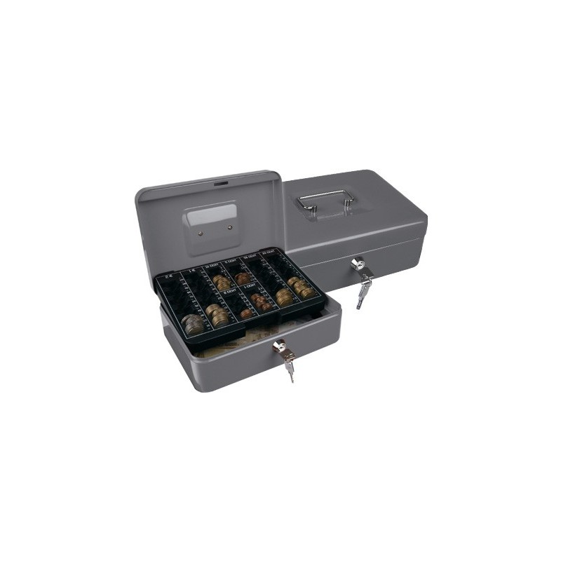 Caja caudales q-connect 10\ 250x180x90 mm plata con portamonedas