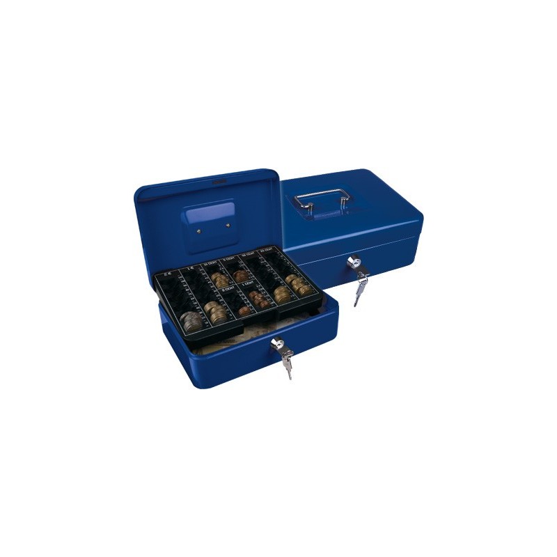 Caja caudales q-connect 10\ 250x180x90 mm azul con portamonedas
