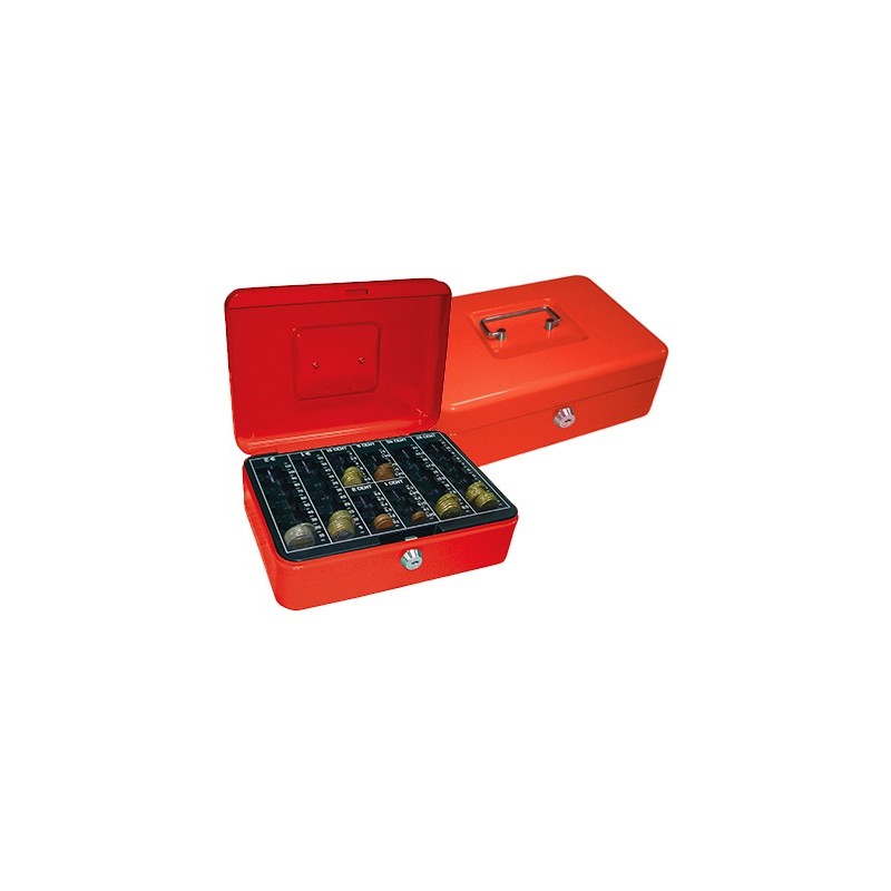 Caja caudales q-connect 10\ 250x180x90 mm roja con portamonedas
