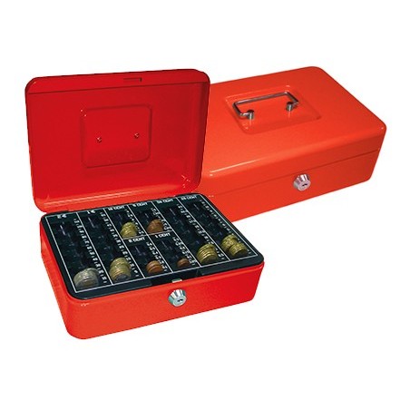 Caja caudales q-connect 10\ 250x180x90 mm roja con portamonedas