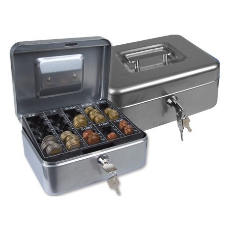 Caja caudales q-connect 8\ 200x160x90 mm plata con portamonedas