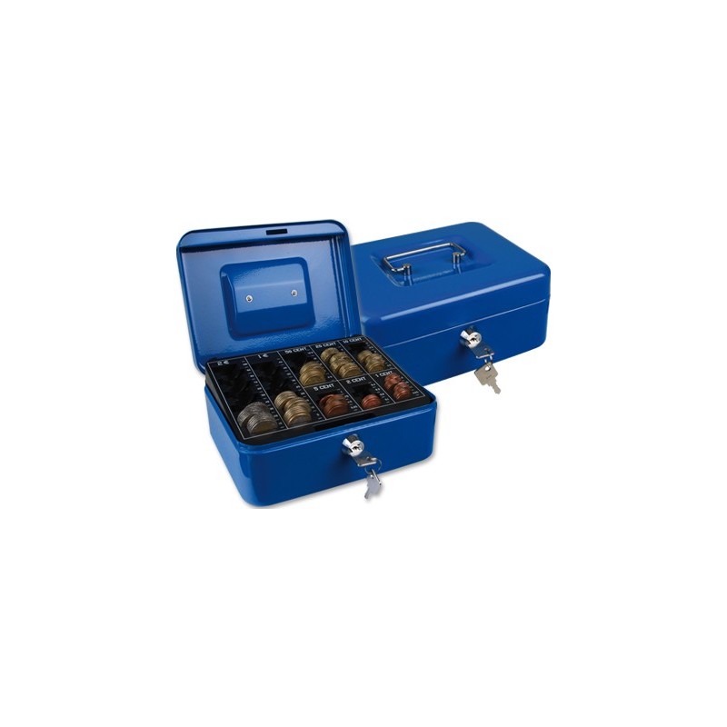 Caja caudales q-connect 8\ 200x160x90 mm azul con portamonedas