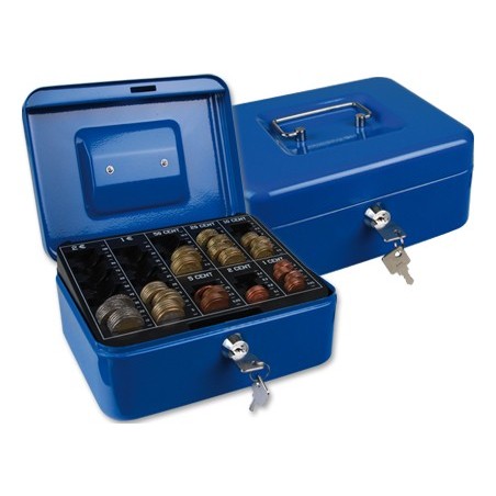 Caja caudales q-connect 8\ 200x160x90 mm azul con portamonedas