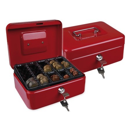 Caja caudales q-connect 8\ 200x160x90 mm roja con portamonedas
