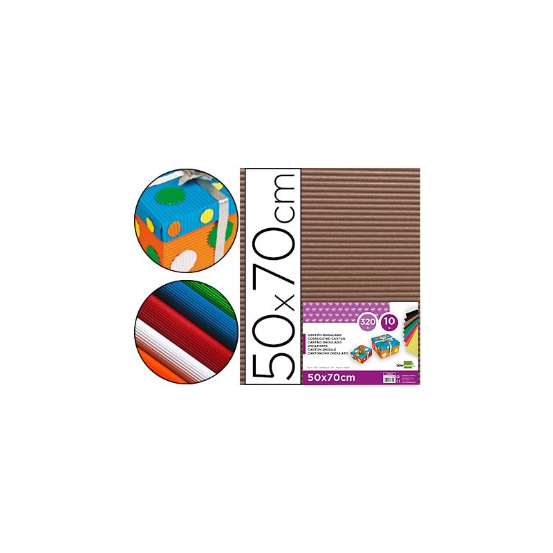 Carton ondulado liderpapel 50 x 70cm 320g/m2 marron