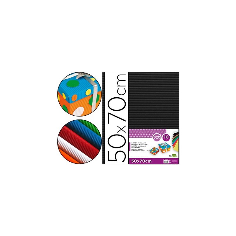 Carton ondulado liderpapel 50 x 70cm 320g/m2 negro