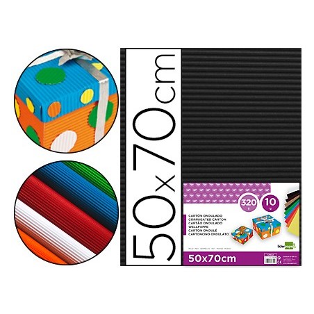 Carton ondulado liderpapel 50 x 70cm 320g/m2 negro