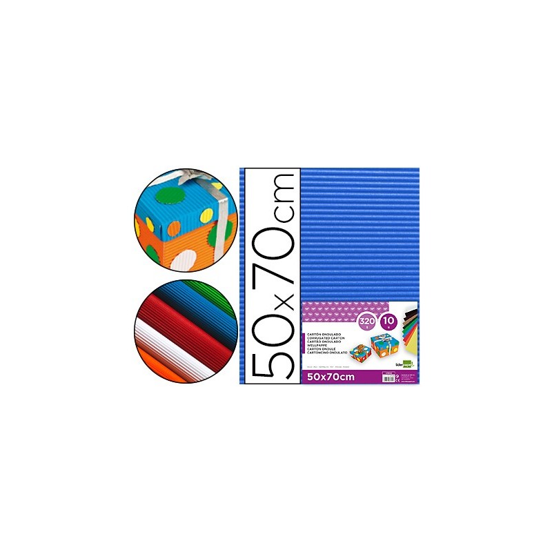 Carton ondulado liderpapel 50 x 70cm 320g/m2 azul