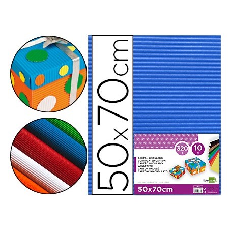Carton ondulado liderpapel 50 x 70cm 320g/m2 azul