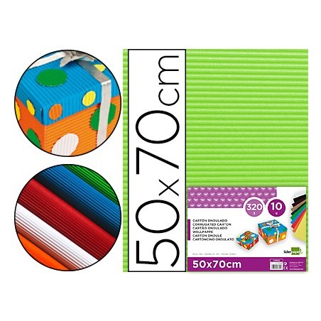 Carton ondulado liderpapel 50 x 70cm 320g/m2 verde pistacho