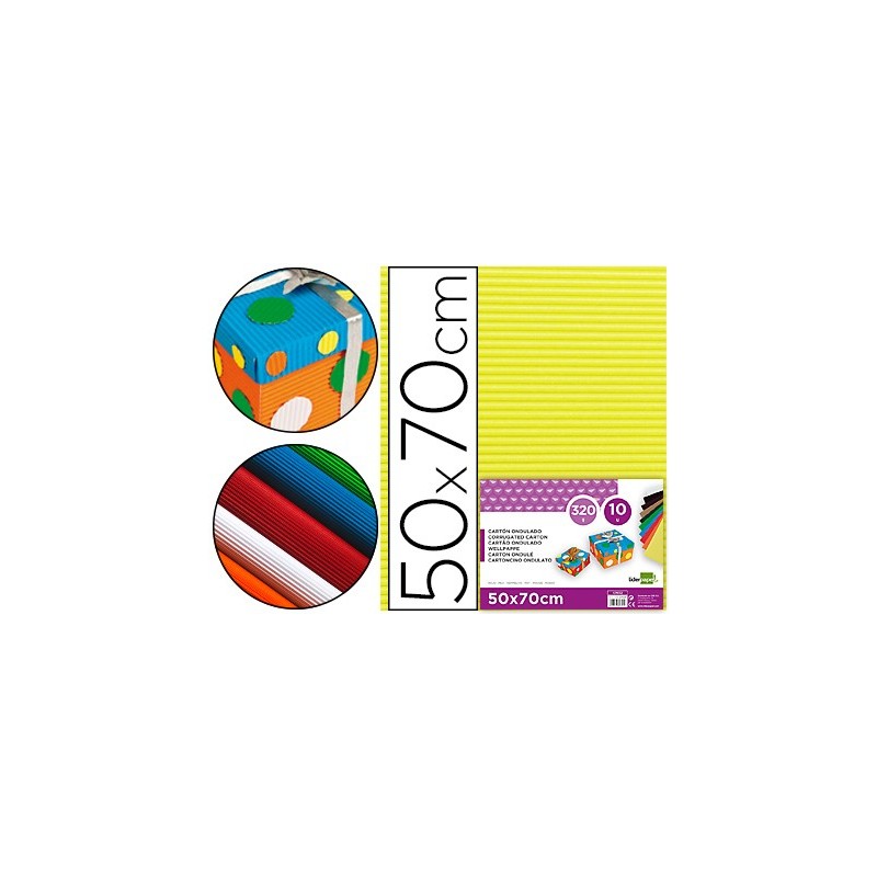 Carton ondulado liderpapel 50 x 70cm 320g/m2 amarillo