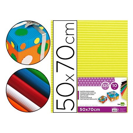 Carton ondulado liderpapel 50 x 70cm 320g/m2 amarillo