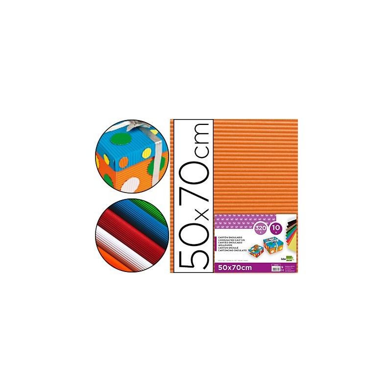 Carton ondulado liderpapel 50 x 70cm 320g/m2 naranja