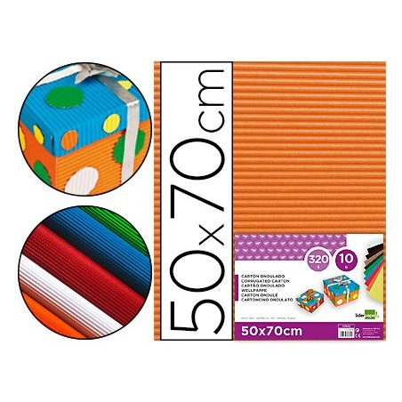 Carton ondulado liderpapel 50 x 70cm 320g/m2 naranja