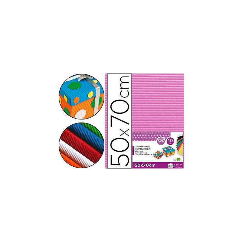 Carton ondulado liderpapel 50 x 70cm 320g/m2 rosa