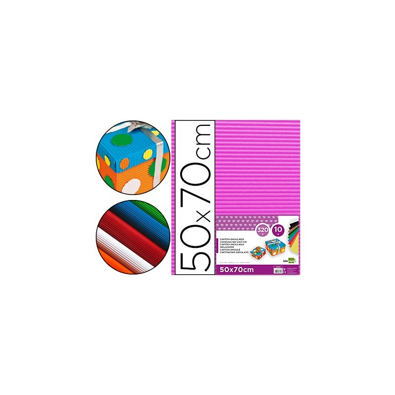 Carton ondulado liderpapel 50 x 70cm 320g/m2 fucsia
