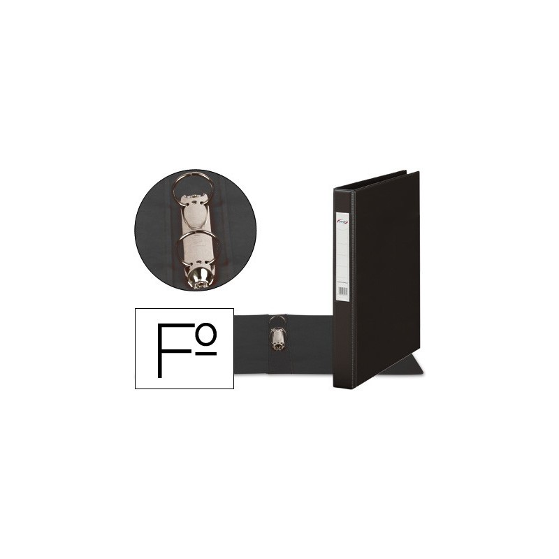 Carpeta 2 anillas 40 mm plastico pardo folio negro