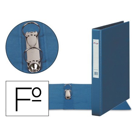 Carpeta 2 anillas 40 mm plastico pardo folio azul