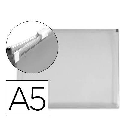 Carpeta dossier liderpapel a5 cierre de cremallera transparente