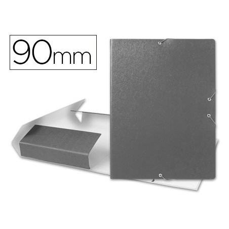 Carpeta proyectos liderpapel folio lomo 90mm carton gofrado gris