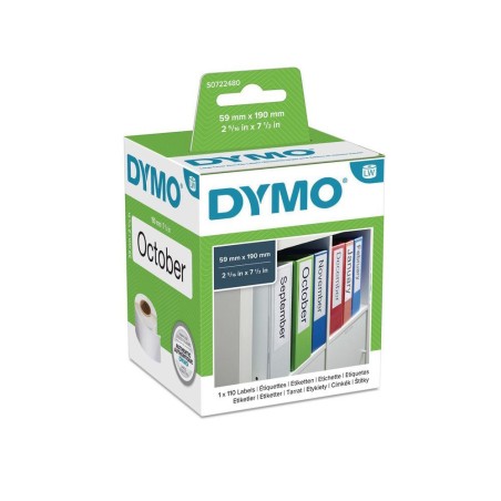 Etiqueta adhesiva dymo 99019 -tamaño 59x190 mm para impresora 400 110 etiquetas uso lomo archivadores
