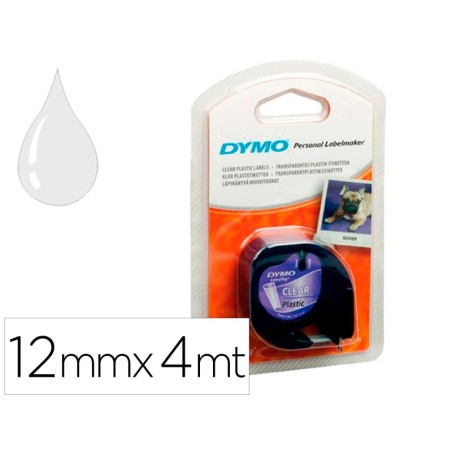 Cinta dymo 12mmx4mt -transparente para maquina letratag