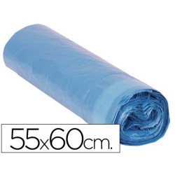 Bolsa basura domestica azul cierra facil 55x60 galga 120 rollo de 20 unidades