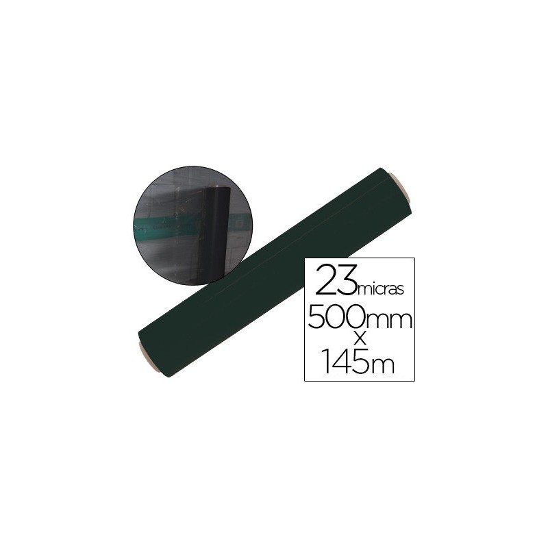 Film extensible q-connect manual ancho 500 mm largo 145 mt espesor 23 micras negro