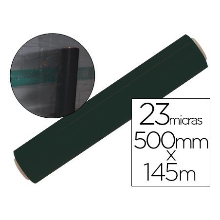 Film extensible q-connect manual ancho 500 mm largo 145 mt espesor 23 micras negro